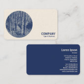 Rundes Foto - Bäume an einem Fluss - Cyanotyp Visitenkarte (Vorne/Hinten)