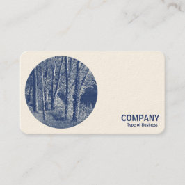 Rundes Foto - Bäume an einem Fluss - Cyanotyp Visitenkarte