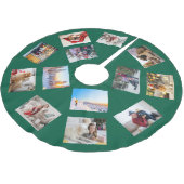 Rundes Foto-Collage Hunter Grün Polyester Weihnachtsbaumdecke (Schrägansicht)