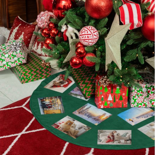Rundes Foto-Collage Hunter Grün Polyester Weihnachtsbaumdecke