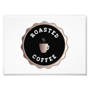 Rundes gebratenes Kaffee-Zeichen Fotodruck