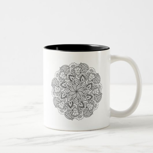 Rundes Gekritzel Zweifarbige Tasse (Rechts)