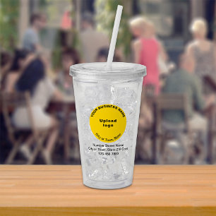 Rundes gelbes Geschäft-Branding auf Acryl-Tumbler Acryltrinkbecher