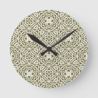 Rundes geometrisches Oliven-Blumenmuster Runde Wanduhr