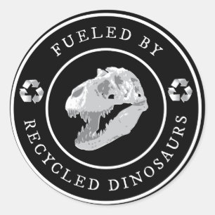 Rundes getankt durch gerecycelte Dinosaurier - Runder Aufkleber