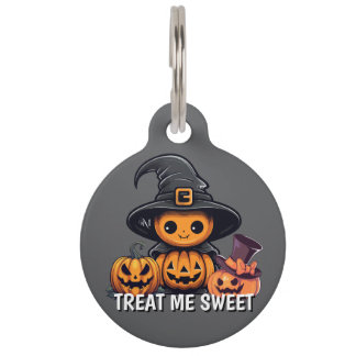 Rundes Hundeschild : HALLOWEEN Leckerli Haustiermarke