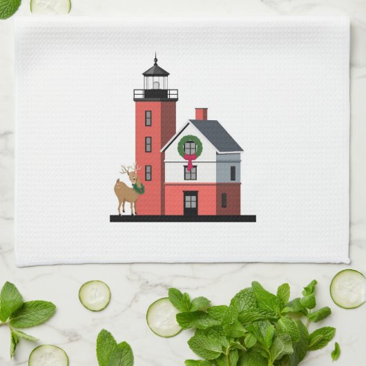 Rundes Insel-Leuchtturm-Weihnachtstuch Handtuch (Gefaltet)