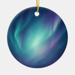 Rundes Keramik-Ornament mit Nordlichtern Keramik Ornament