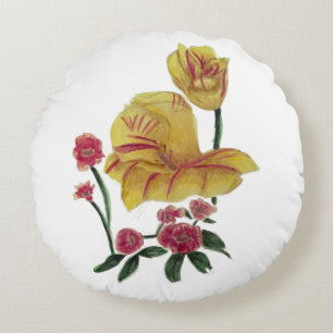 Rundes Kissen Aquarell Blumendesign