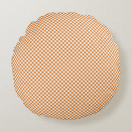Rundes Kissen mit braun-weißem Gingham-Muster