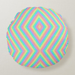 Rundes Kissen mit einem lebendigen, regenbogenfarb