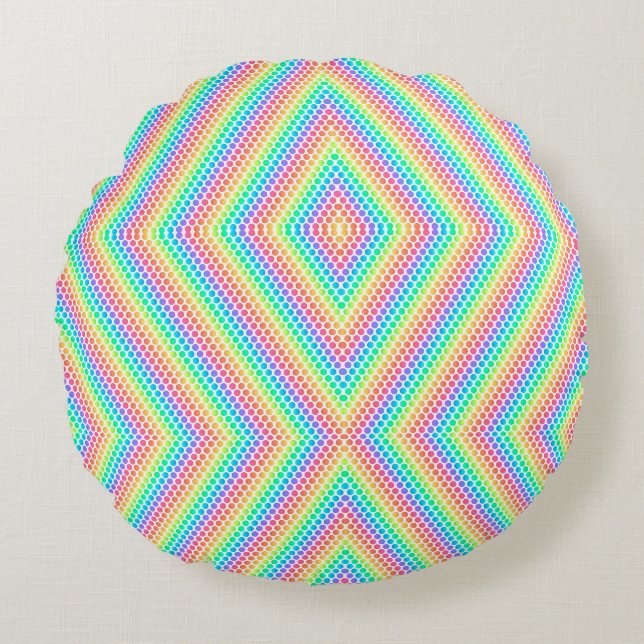 Rundes Kissen mit einem lebendigen, regenbogenfarb (Vorderseite)