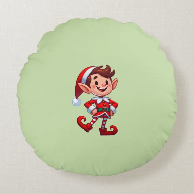 Rundes Kissen mit Elf (Vorderseite)
