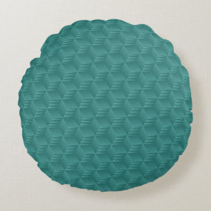 Rundes Kissen mit türkisfarbenem 3D-geometrischem 