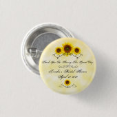 Rundes Knopf-Sonnenblume-Brautparty Button (Vorne & Hinten)