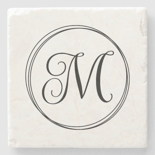 Rundes, lockiges Schriftmonogramm Steinuntersetzer (Vorderseite)