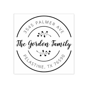 Rundes Logo der Familienname-Rücksendeadresse Gummistempel
