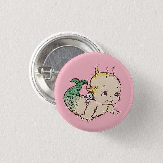 Rundes Meerjungfrau Kewpie Knopf-Button Button (Vorne & Hinten)