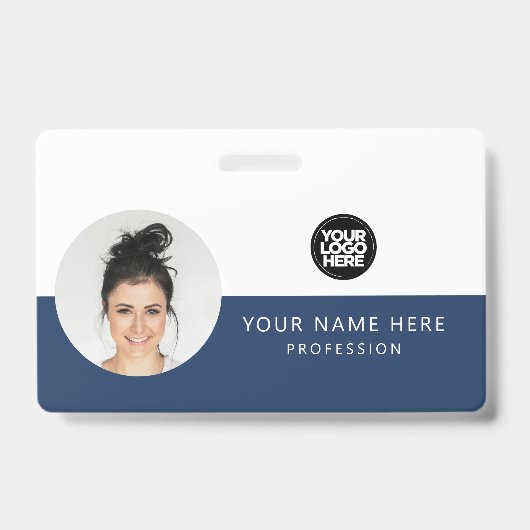 Rundes Mitarbeiterfoto, QR-Code, Logo, Name Ausweis (Vorderseite)