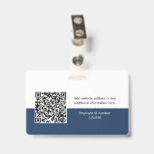 Rundes Mitarbeiterfoto, QR-Code, Logo, Name Ausweis (Rückseite mit Clip)