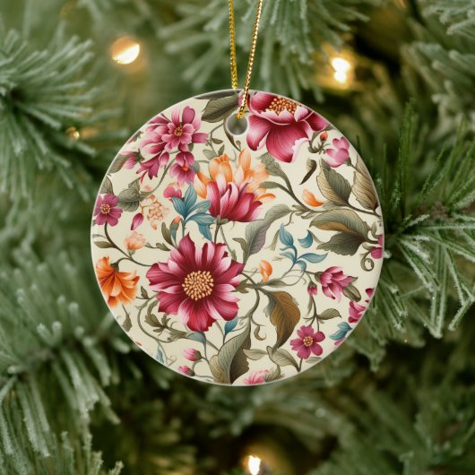 Rundes Ornament mit einem lebendigen Blumenmuster  (Baum)