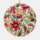 Rundes Ornament mit einem lebendigen Blumenmuster  (Hinten)