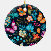 Rundes Ornament mit lebendigem Blumendesign  (Hinten)