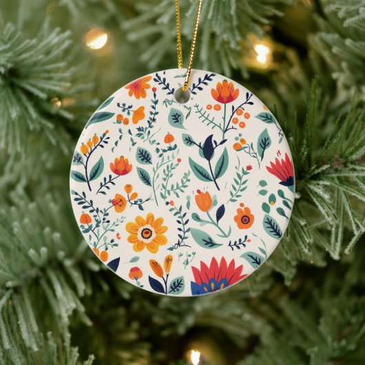 Rundes Ornament mit lebendigem Blumenmuster (Baum)