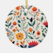 Rundes Ornament mit lebendigem Blumenmuster (Vorne)