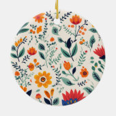 Rundes Ornament mit lebendigem Blumenmuster (Hinten)