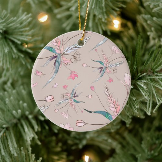 Rundes Ornament mit zartem Blumendesign (Baum)