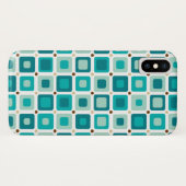 Rundes Quadrat-Muster-Blau Case-Mate iPhone Hülle (Rückseite (Horizontal))