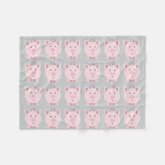 Rundes rosa Schwein-Muster Fleecedecke (Vorderseite (Horizontal))