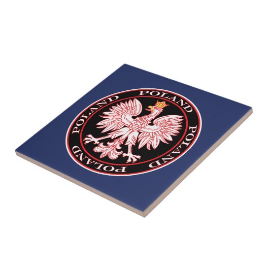 Rundes Rot-Polnisches Eagle Fliese (Seite)