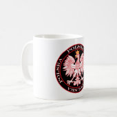 Rundes rotes Polska Eagle Kaffeetasse (Vorderseite Links)