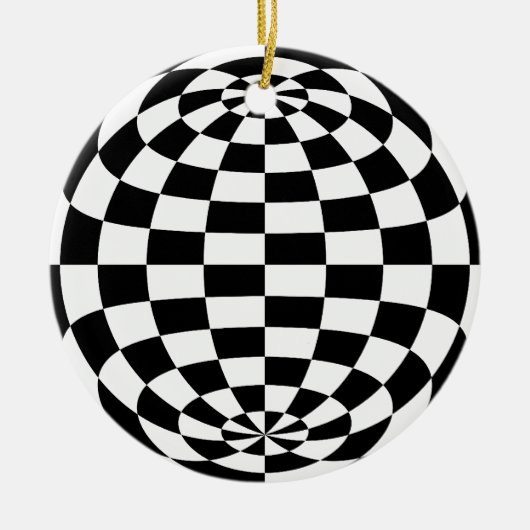 Rundes Schachbrett der optischen Illusion Keramikornament (Vorne)
