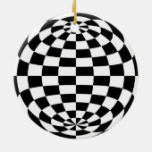 Rundes Schachbrett der optischen Illusion Keramikornament (Hinten)