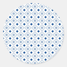 Rundes Sticker-Design mit Blau und Weiß Runder Aufkleber