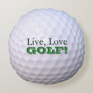 Rundes Throw-Kissen Live, Liebe, GOLF! Rundes Kissen