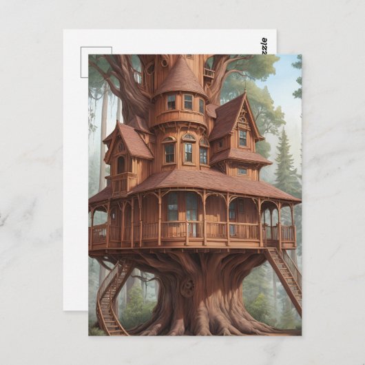 Rundes viktorianisches Baumhaus Postkarte (Vorne/Hinten)