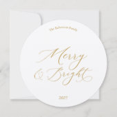 Rundes Weihnachtskarte mit goldenem Schriftzug und Einladung (Vorderseite)