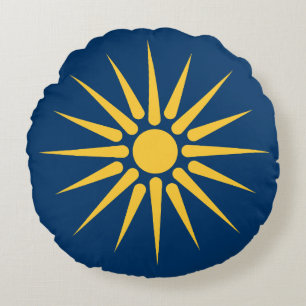 Rundes Wurfkissen mit Flagge von Makedonien, Griec Kissen