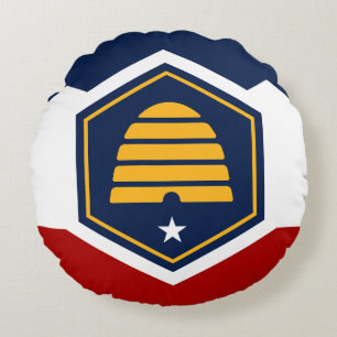 Rundes Wurfkissen mit neuer Flagge von Utah, USA Kissen