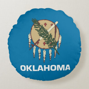 Rundes Wurfs-Kissen mit Flagge von Oklahoma Rundes Kissen