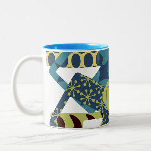 Rundete moderne Rechtecke aus dem Mittelalter Zweifarbige Tasse