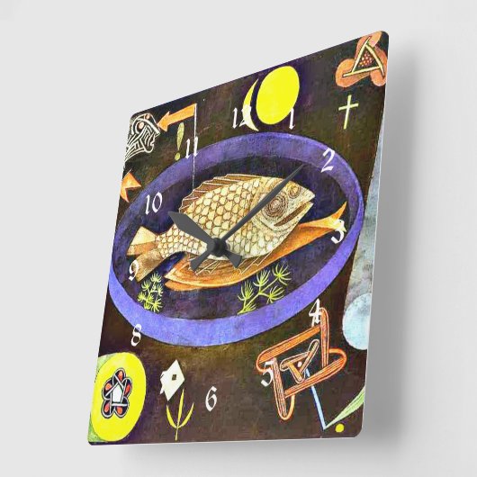 Rundfisch Quadratische Wanduhr (Winkel)