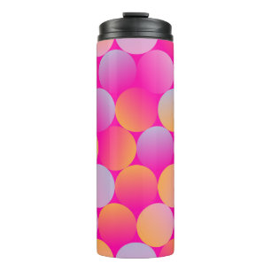 Rundfliesen nahtlos in Pop, rosa orange Thermosbecher
