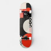 Rundformen in Rot, Grau und Schwarz Skateboard (Vorderseite)