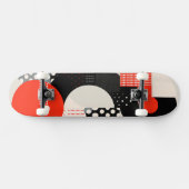 Rundformen in Rot, Grau und Schwarz Skateboard (Horizontal)