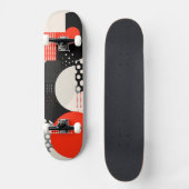 Rundformen in Rot, Grau und Schwarz Skateboard (Vorderseite)